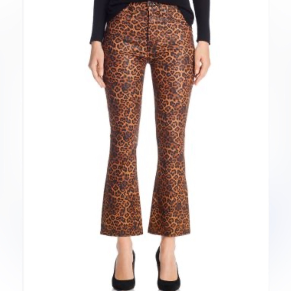 NWT 7 For All Man Kind High-waisted Kick Flare Jeans in Coated Leopard Size 24 - Picture 1 of 9
